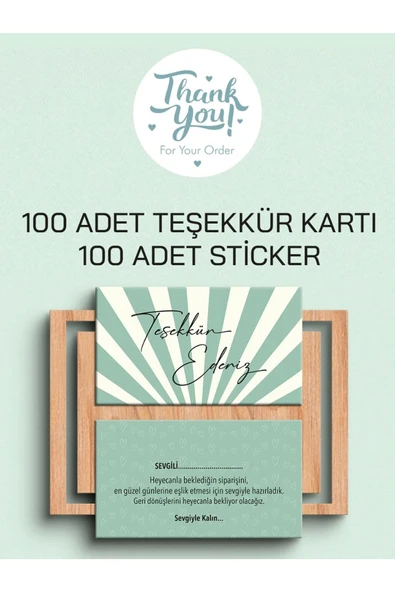 100 Adet Teşekkür Kartı ve 100 adet Teşekkür Sticker PYTKSVTK12