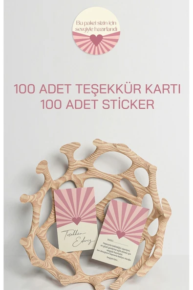 100 Adet Teşekkür Kartı ve 100 adet Teşekkür Sticker PYTKSVTK25