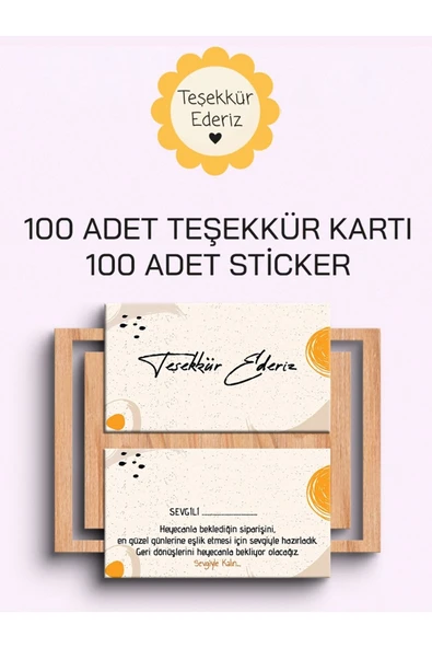 100 Adet Teşekkür Kartı ve 100 adet Teşekkür Sticker PYTKSVTK17