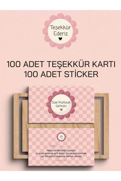 100 Adet Teşekkür Kartı ve 100 adet Teşekkür Sticker PYTKSVTK21