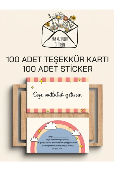 100 Adet Teşekkür Kartı ve 100 adet Teşekkür Sticker PYTKSVTK19