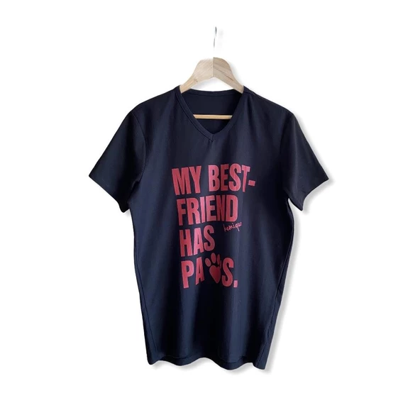 Hayvansever Tişört My Best Friends Have Paws Siyah - 2