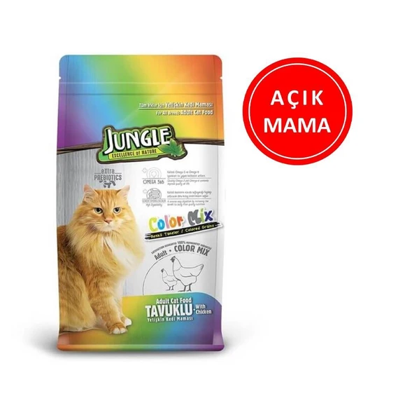 Jungle Colormix Tavuklu Kedi Maması 1 kg AÇIK ürün görseli 1