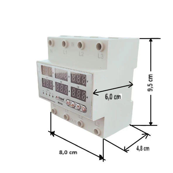 Rcon Rcv 04 Ray Tipi Trifaze Akım Koruyucu Voltaj  Koruyucu 63 A Sigorta - 9