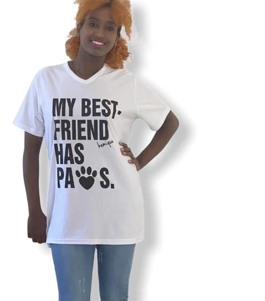 Hayvansever Tişört My Best Friends Have Paws Beyaz - 3