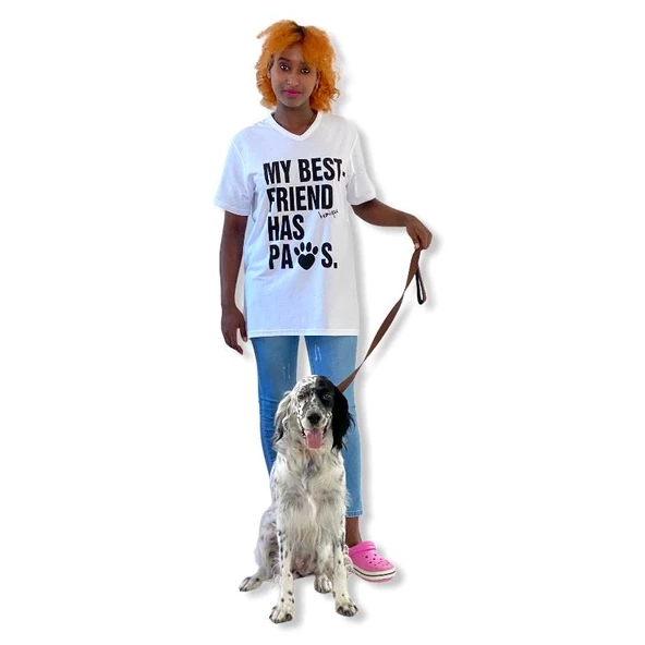Hayvansever Tişört My Best Friends Have Paws Beyaz - 2