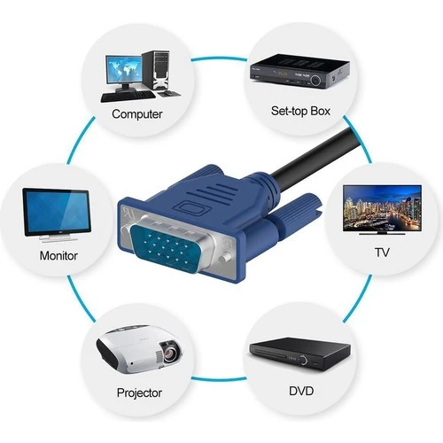 Wozlo 10M Orjinal VGA Görüntü Kablosu Projeksiyon Ekran Monitör LCD Tv - 10 Metre AA107 - 2