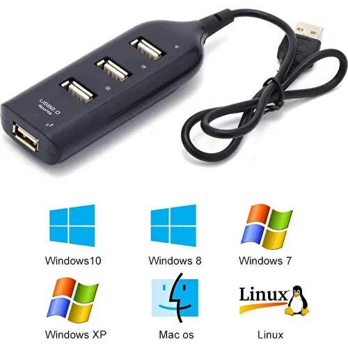 Wozlo 4 Port USB Çoğaltıcı Çoklayıcı Hub USB 2.0 Çoklama Pc Laptop AA119 - 2