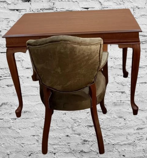 Çalışma Masa-Berjer 90395 ST Sandalye Kelebek Klasik Ceviz Keten Kumaş Aslan ayak - 7