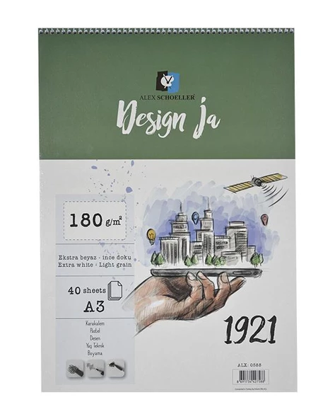Alex Schoeller Design Ja Çizim Defteri 180gr A3