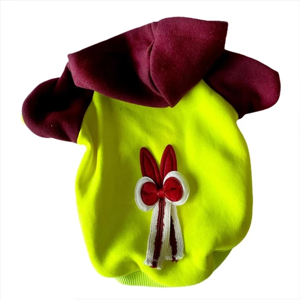 Bunny Bordo Fosfor Kapşonlu Sweat by Kemique Köpek Kazağı - 3
