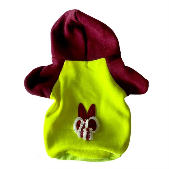 Bunny Bordo Fosfor Kapsonlu Sweatshirt Kedi Süeteri Kedi Kıyafeti - 5