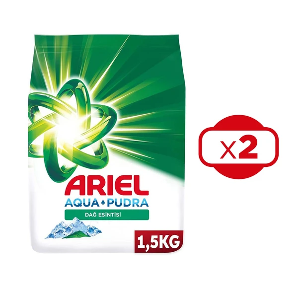 Ariel Dağ Esintisi 1,5 Kg Aquapudra Toz Çamaşır Deterjanı x 2 Adet - 2