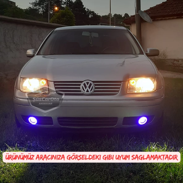 Vw Bora 1998-2006 Uyumlu Üniversal Mercekli Angel Sis Farı Metal Su Geçirmez 76 mm Buz Mavi Halkalı Gündüz Farı Angel Eyes 2 Adet - Resim 3