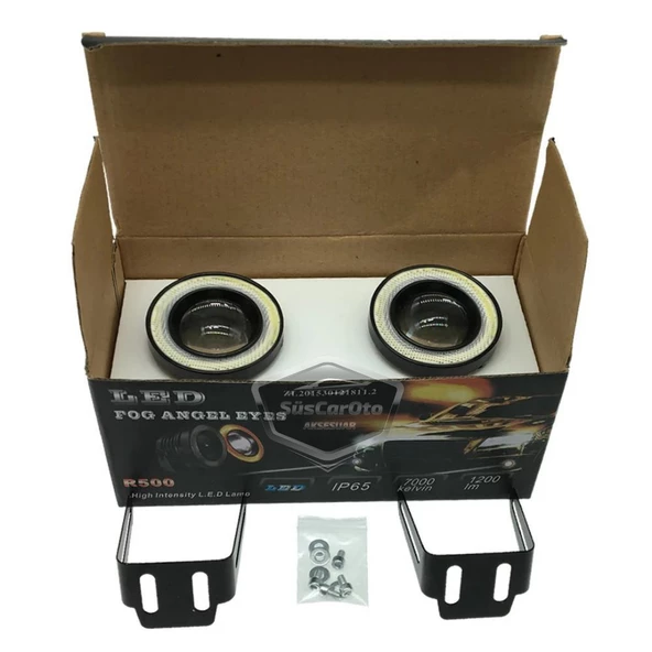 Ford Focus 3 2011-2014 Uyumlu Üniversal Mercekli Angel Sis Farı Metal Su Geçirmez 76 mm Turuncu Halkalı Gündüz Farı Angel Eyes 2 Adet - 8