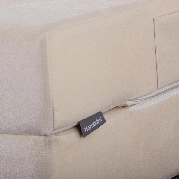 Valeria Çift Kişilik Kadife Katlanır Yatak Olabilen Koltuk Çift Kişilik - 125x200 Cm Bej Çift - 3