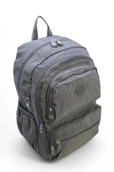 Klinkır Kumaş Lise Ortaokul Üniversite Sırt Çantası Çok Cepli Goril Anahtarlık Hediyeli! 43*30 Cm - Resim 4