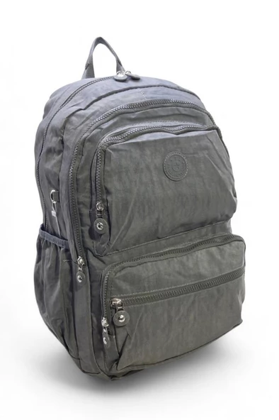 Klinkır Kumaş Lise Ortaokul Üniversite Sırt Çantası Çok Cepli Goril Anahtarlık Hediyeli! 43*30 Cm - Resim 3