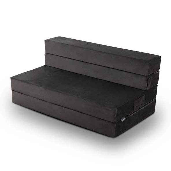 Valeria Çift Kişilik Kadife Katlanır Yatak Olabilen Koltuk Çift Kişilik - 125x200 Cm  Çift Kiremit - 8