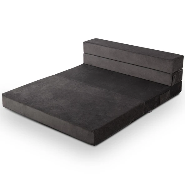 Valeria Çift Kişilik Kadife Katlanır Yatak Olabilen Koltuk Çift Kişilik - 125x200 Cm  Çift Kiremit - 9