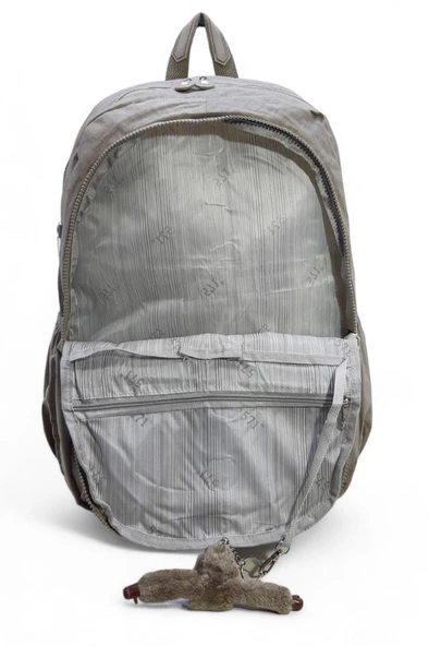 Klinkır Kumaş Lise Ortaokul Üniversite Sırt Çantası Çok Cepli Goril Anahtarlık Hediyeli! 43*30 Cm - Resim 5