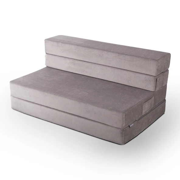 Valeria Çift Kişilik Kadife Katlanır Yatak Olabilen Koltuk Çift Kişilik - 125x200 Cm Çift Kiremit - 2