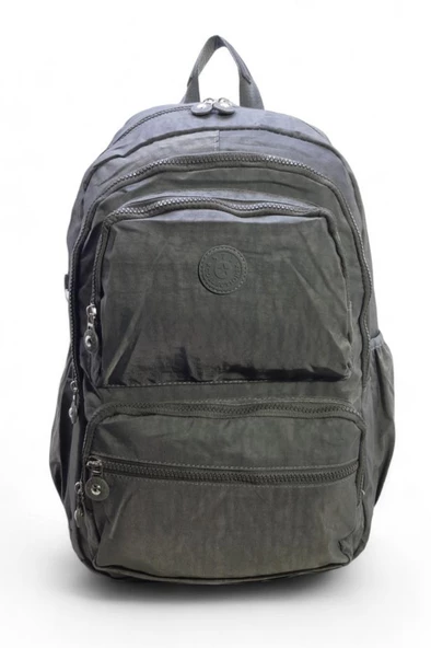 Klinkır Kumaş Lise Ortaokul Üniversite Sırt Çantası Çok Cepli Goril Anahtarlık Hediyeli! 43*30 Cm - Resim 2