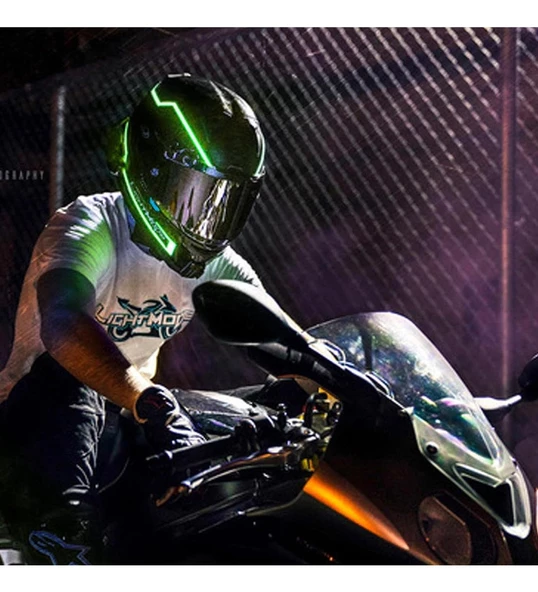 Periboia Reflektif Pilli Işık Şerit Kask Güvenlik Motosiklet Bisiklet Scooter Led Işık Gece Sürüş Şeridi - 2