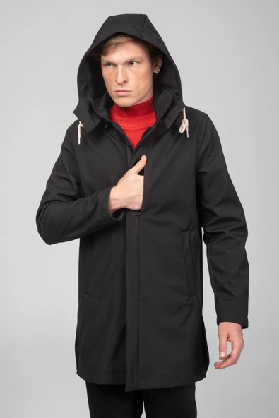 Erkek Kapüşonu Çıkan Klasik Kabana Dönüşen Çift Taraflı Açılır Fermuarlı Soft Jel Kumaş Kaban - 2