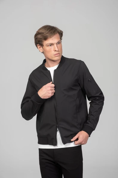 Erkek Teknolojik Kumaş Cepleri Dikişsiz Detaylı Mıknatıs İle Kendinden Kapanan Çift Açılır Fermuarlı Bomber Ceket - 2