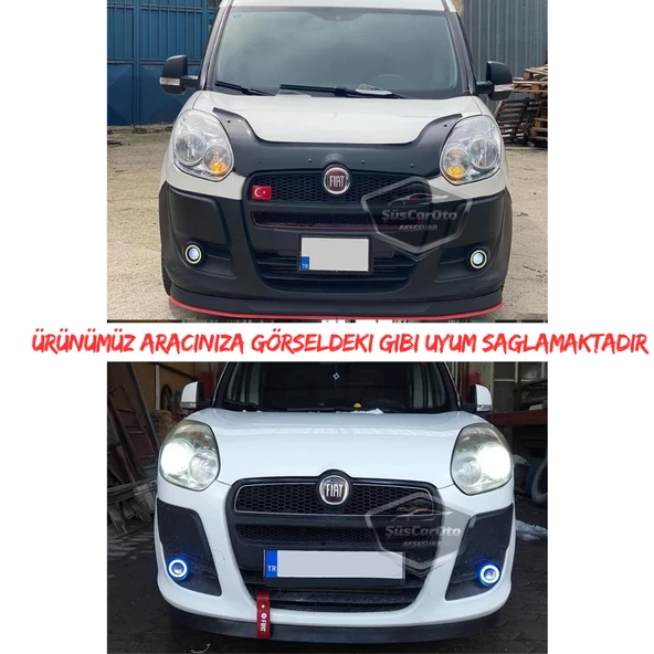 Fiat Doblo D3 2010-2015 Uyumlu Üniversal Mercekli Angel Sis Farı Metal Su Geçirmez 76 mm Sarı Halkalı Gündüz Farı Angel Eyes 2 Adet - 3