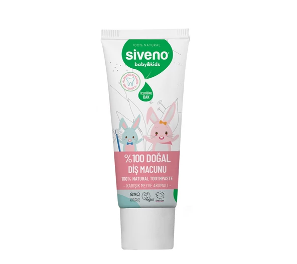 Siveno %100 Doğal Florürsüz Karışık Meyve Aromalı Bebek ve Çocuk İçin Diş Macunu 50 ml - 2