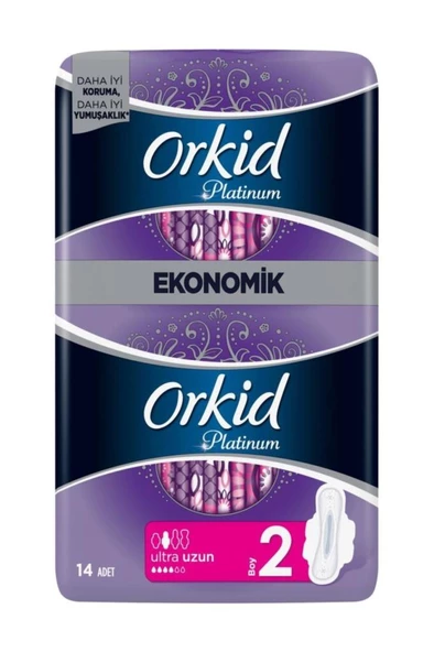 Orkid Platinum Hijyenik Ped Uzun Ekonomik Paket 14'lü Ped