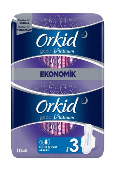 Orkid Platinum Hijyenik Ped Gece Ekonomik Paket 10 Ped - 3
