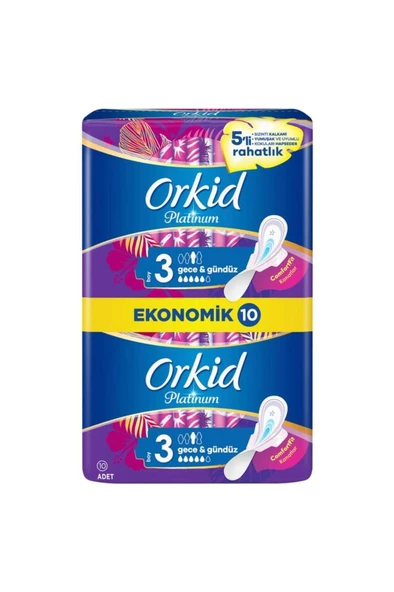 Orkid Platinum Hijyenik Ped Gece Ekonomik Paket 10 Ped - 6