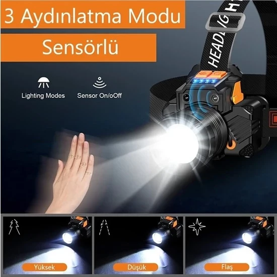 YCL Şarjlı LED Kafa Lambası 3 Modlu Powerbank Özellikli 10 Watt YIS-205 - 3