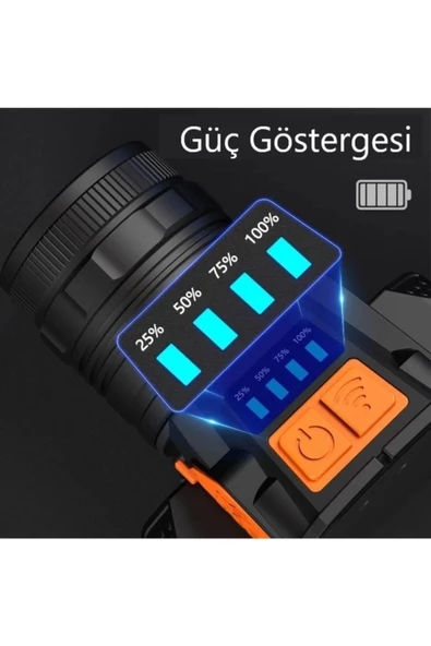 YCL Şarjlı LED Kafa Lambası 3 Modlu Powerbank Özellikli 10 Watt YIS-205 - 4