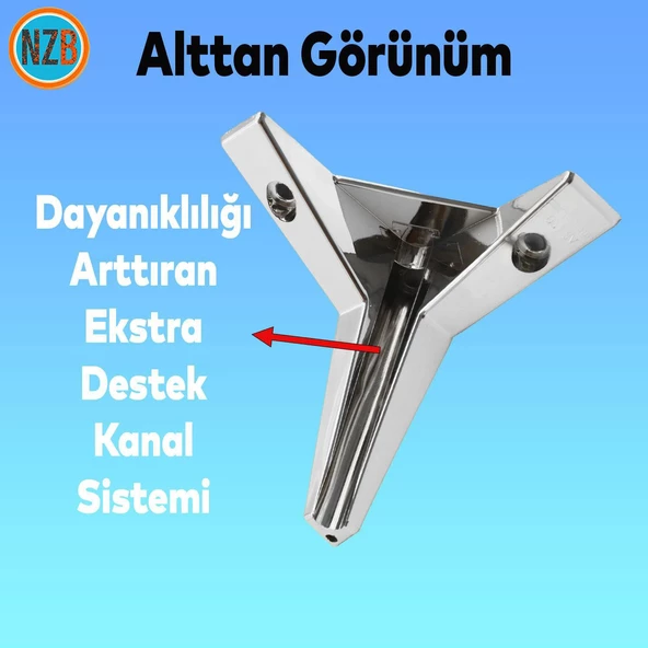 Mobilya Kanepe Sehpa TV Ünitesi Koltuk Ayağı 12 cm Krom Renk Baza Ayak ürün görseli