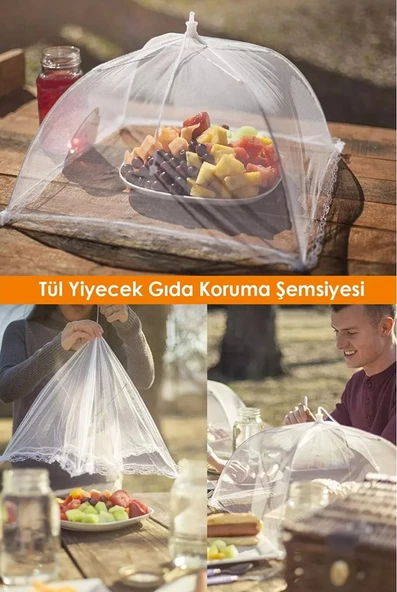 Gıda Koruma Şemsiyesi Yiyecek Yemek Sinek Koruyucu Tül Aparat