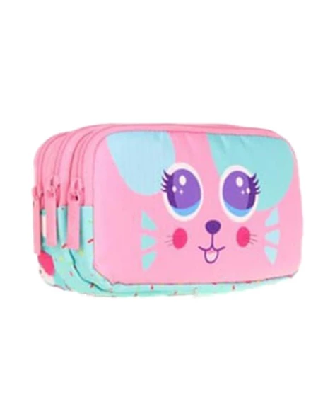 Kaukko Kids 3 Bölmeli Kalem Çantası Cute Face Mouse L8145 - 2