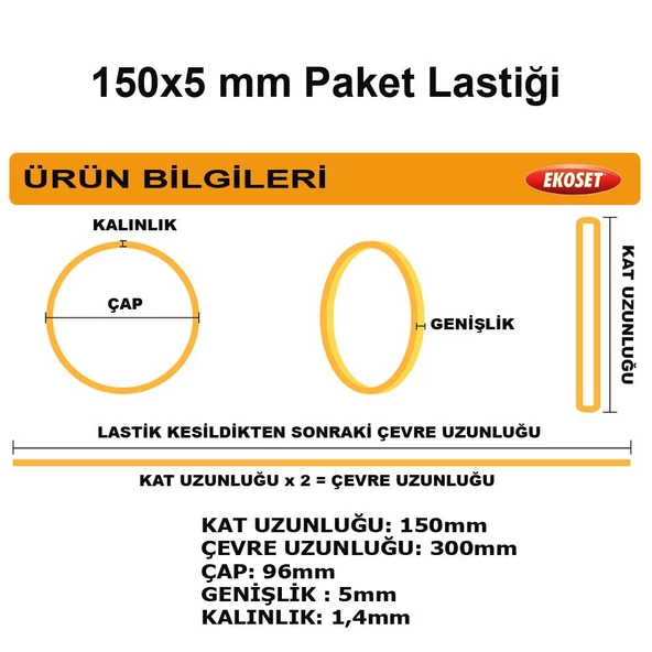 15 cm Kalın Paket Lastiği 200 Adet 150x5mm - Resim 4