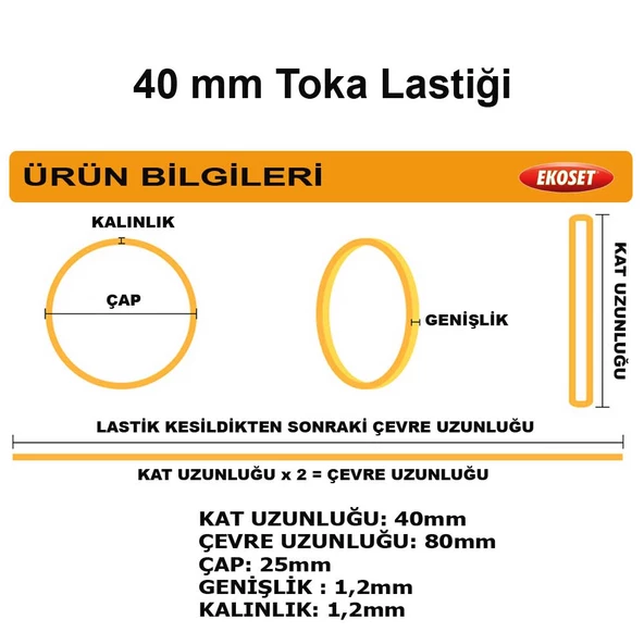 Renkli Küçük Paket Toka Lastiği 4 Renk 40mm 1000li 5 Paket - 7