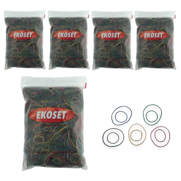 Karışık Boy ve Renkte İnce Paket Lastikleri 5000 Adet 5 Renk 40 ve 70mm