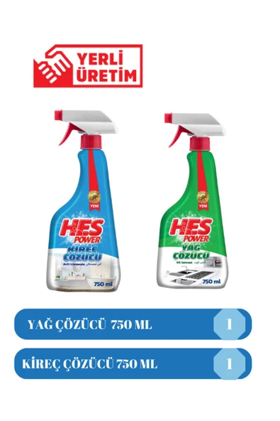 Hes POWER YAĞ ÇÖZÜCÜ 750 ML-POWER KİREÇ ÇÖZÜCÜ 750 ML İKİLİ PAKET