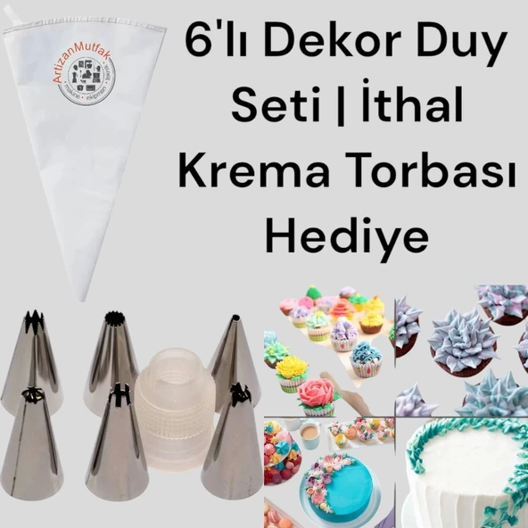 6'lı Dekor Duy Seti | İthal Krema Torbası Hediye