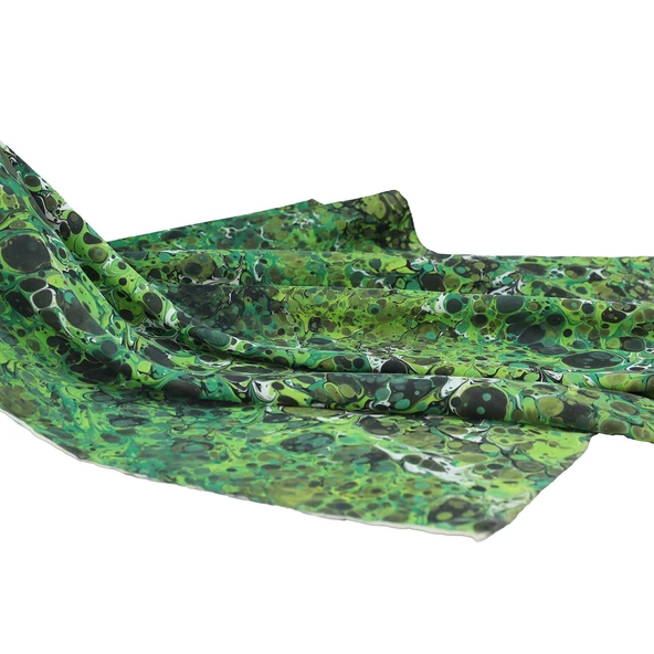 EL İŞÇİLİĞİ KADIN RENKLİ EBRU EŞARP 90*90 cm - E0111 - 2