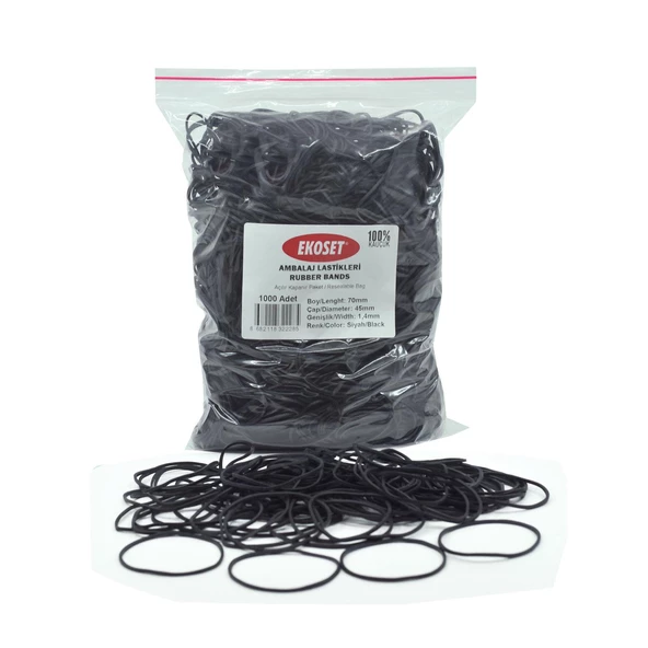 Ekoset Siyah Paket Ambalaj Para Lastiği 70mm 5.000 Adet - 2