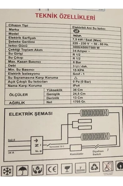 İnova Kaynar Banyo Şofbeni Şohben Ani Su Isıtıcı Büyük Kasalı 2 Adet - 3