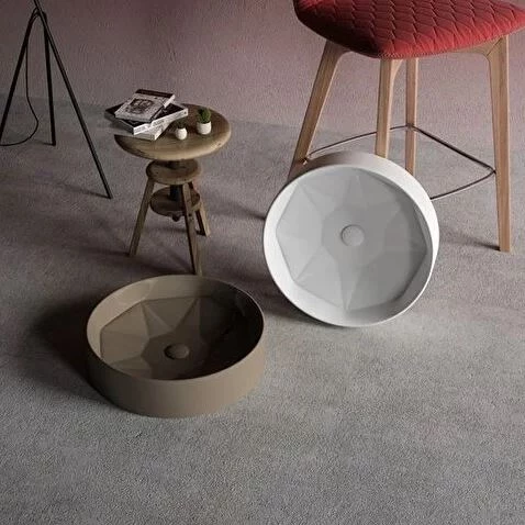 Diamente 42 Cm Lavabo Parlak Beyaz Lucco Tezgah Üstü - 4