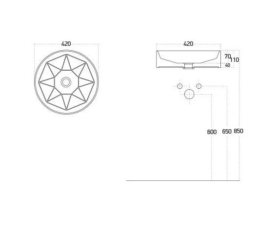 Diamente 42 Cm Lavabo Parlak Beyaz Lucco Tezgah Üstü - 3